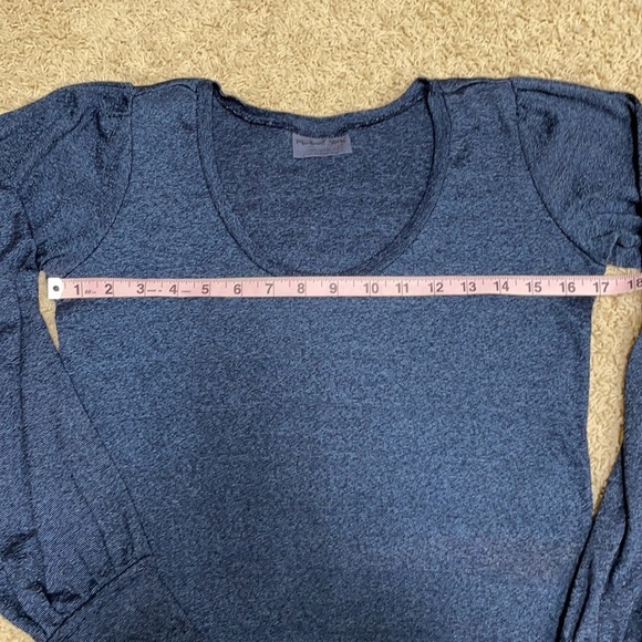 Michael Stars for Anthropologie Blue Metallic Pleated Top Long Sleeve Tee Sz OS - Picture 7 of 11